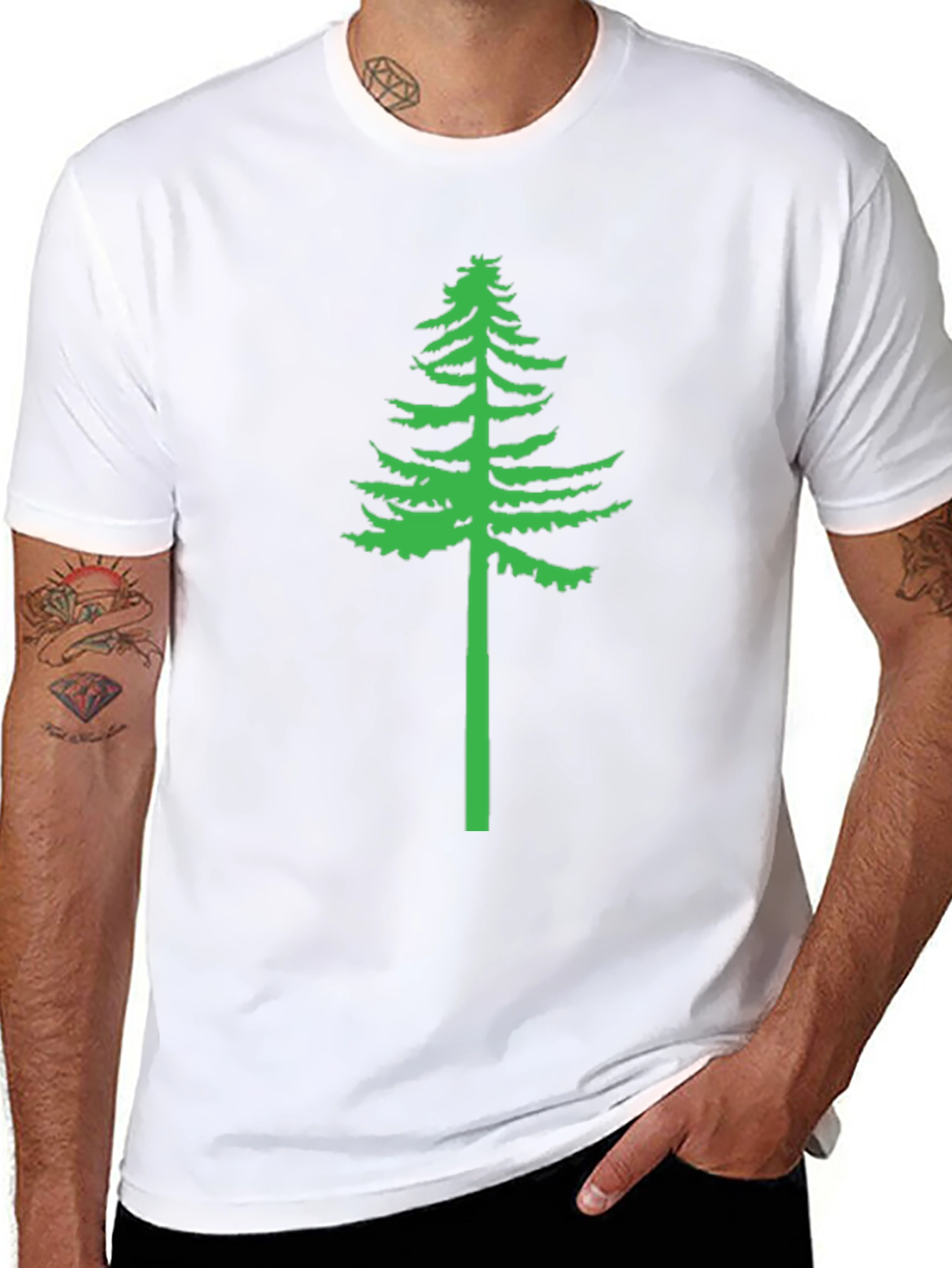 Green Tree Graphic Black T-Shirt