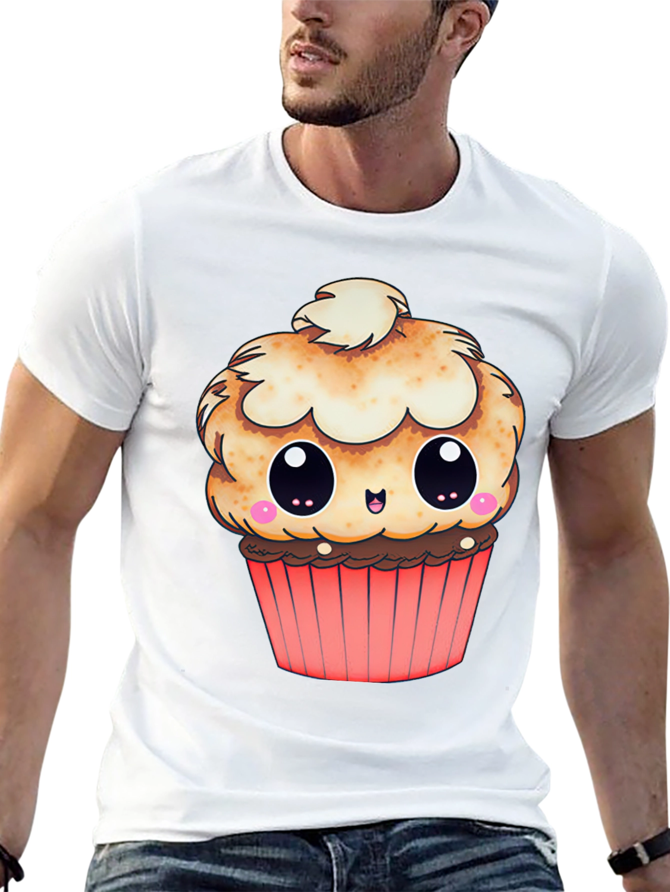 Cute Cupcake Graphic T-Shirt - Black