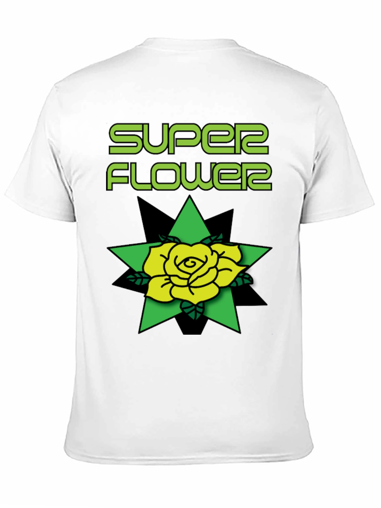Super Flower Black T-Shirt Rose Graphic