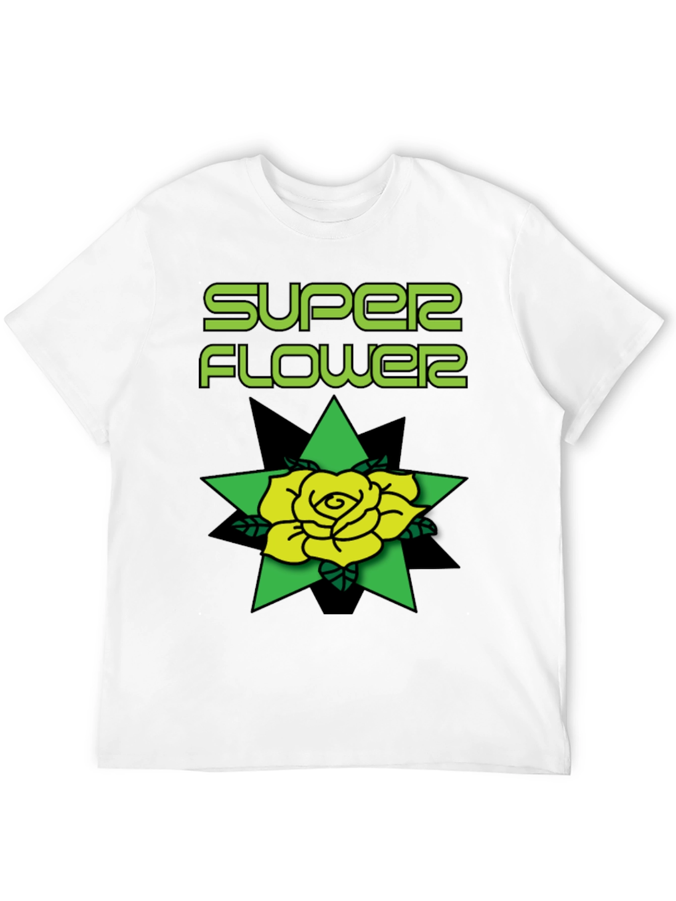 Super Flower Black T-Shirt Rose Graphic