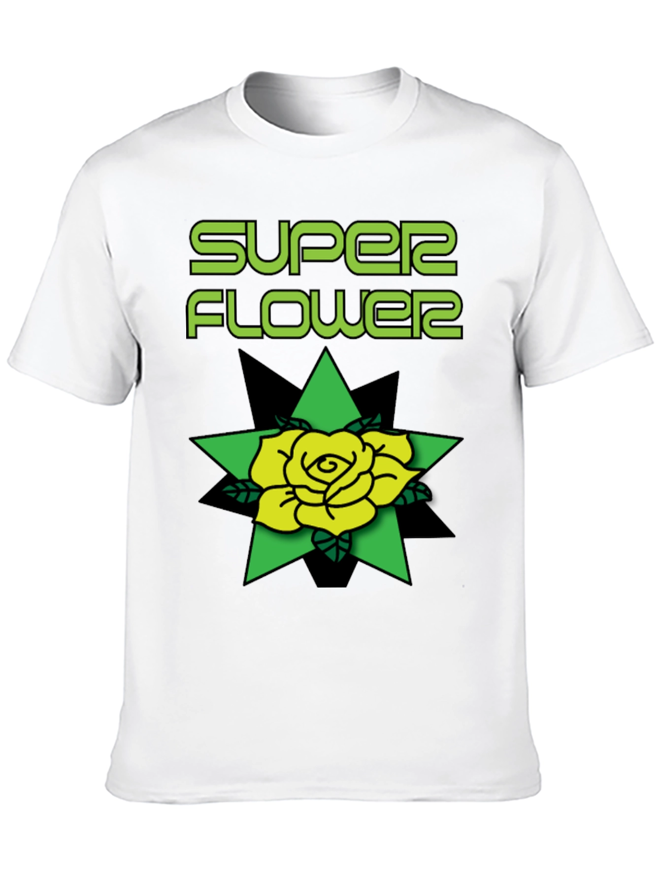 Super Flower Black T-Shirt Rose Graphic