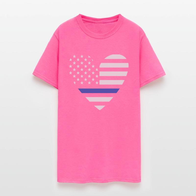 Police Shirt, Heart Thin Blue Line USA Flag Tee,