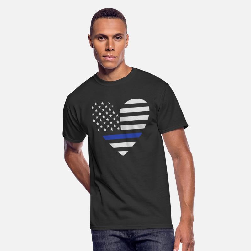 Police Shirt, Heart Thin Blue Line USA Flag Tee,