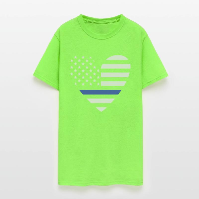 Police Shirt, Heart Thin Blue Line USA Flag Tee,