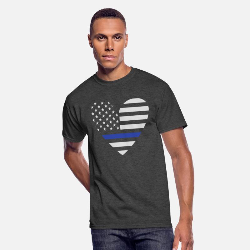 Police Shirt, Heart Thin Blue Line USA Flag Tee,