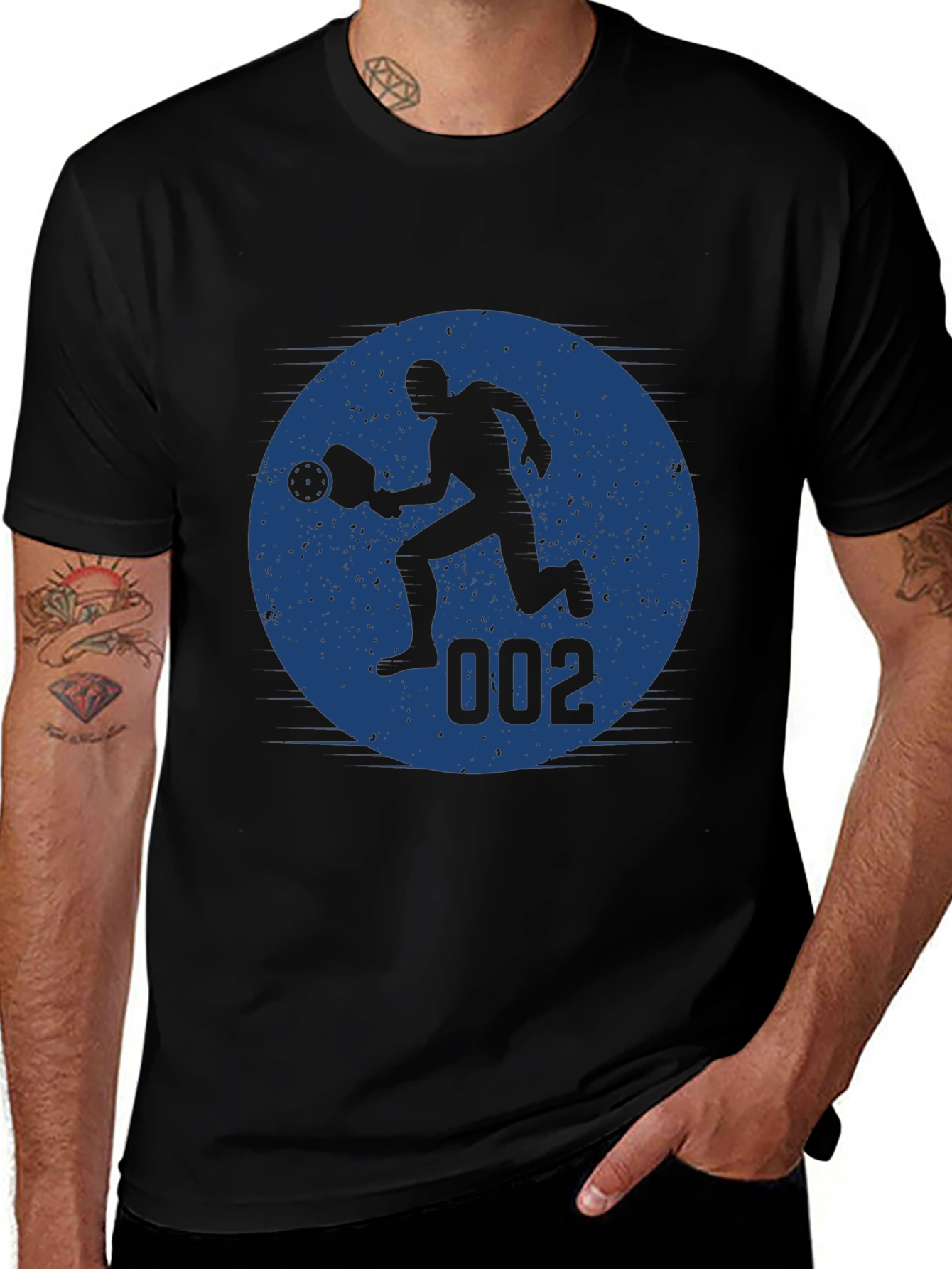 Pickleball Player Graphic Tee - Black Cotton Blend