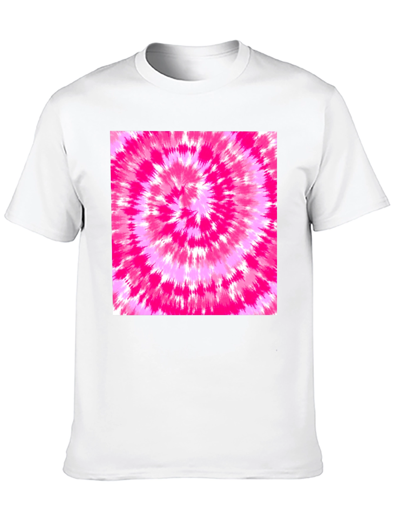 Black Tee with Vibrant Pink Tie-Dye Design