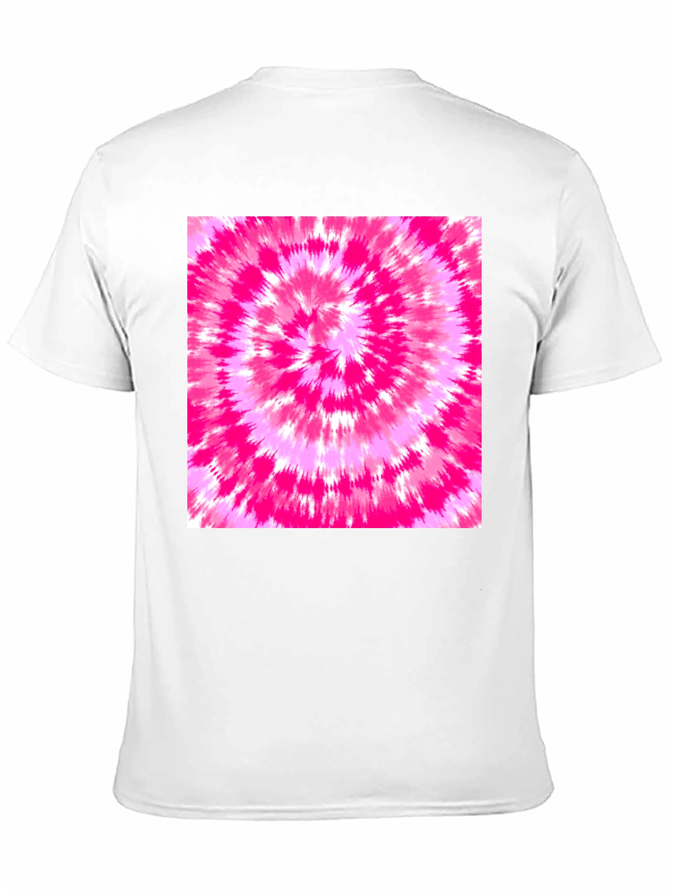 Black Tee with Vibrant Pink Tie-Dye Design