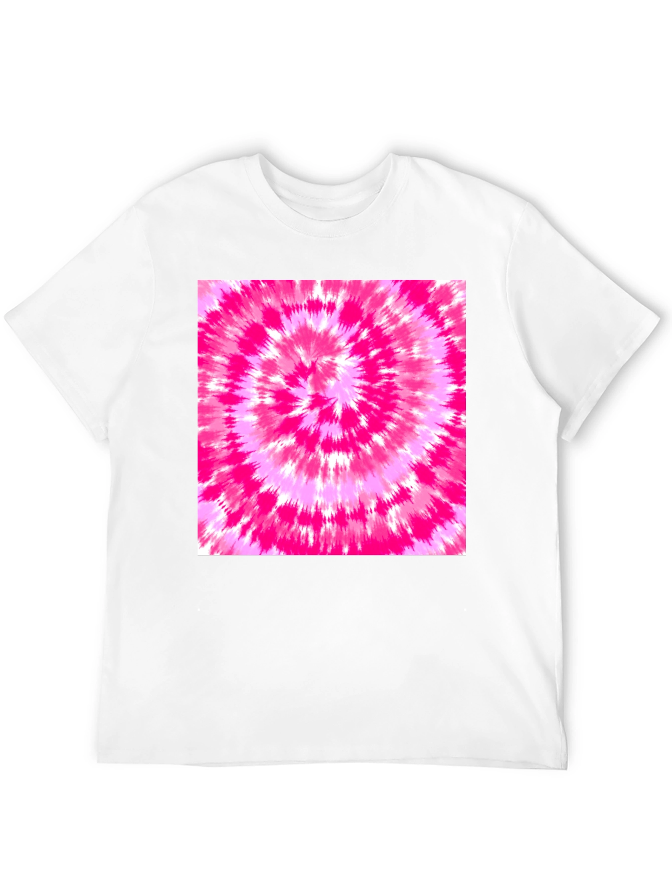 Black Tee with Vibrant Pink Tie-Dye Design