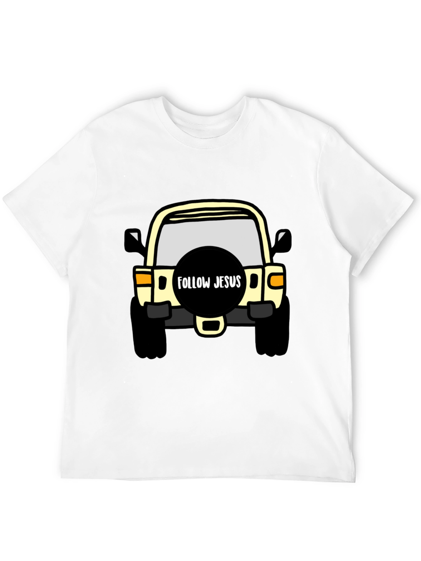 Follow Jesus Jeep T-Shirt - Black Cotton Tee