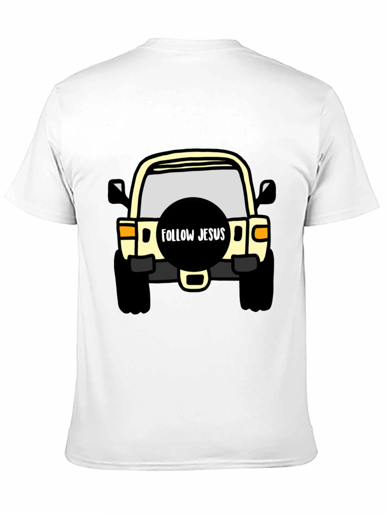 Follow Jesus Jeep T-Shirt - Black Cotton Tee