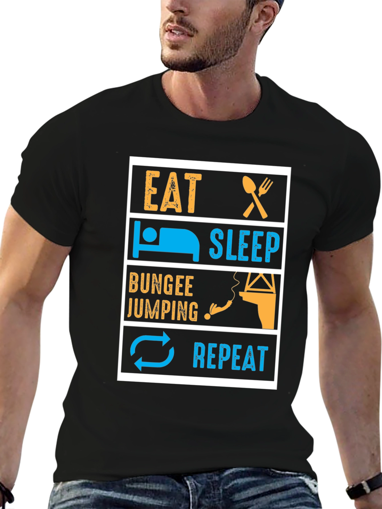 Eat Sleep Bungee Jump Repeat Graphic Tee