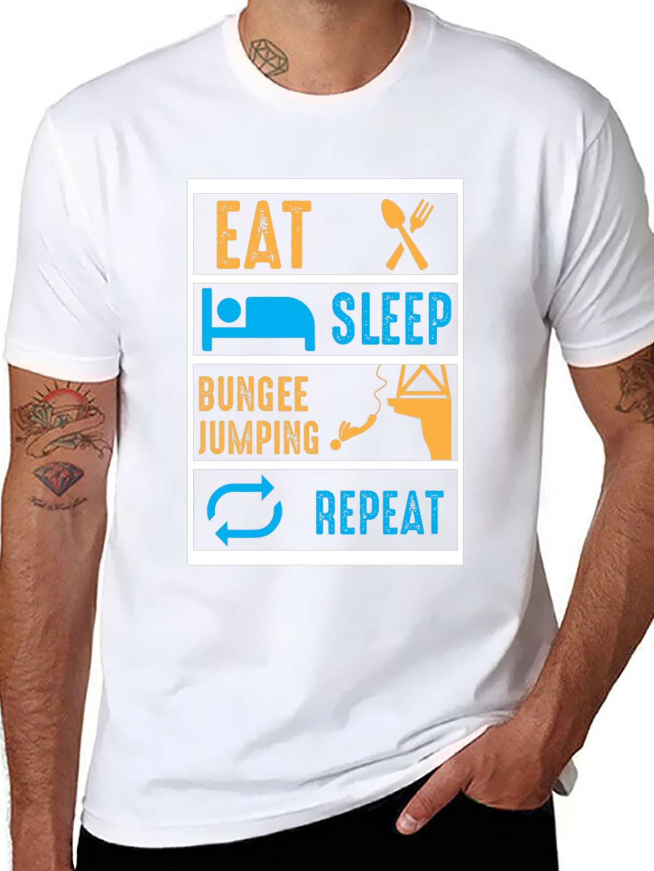 Eat Sleep Bungee Jump Repeat Graphic Tee