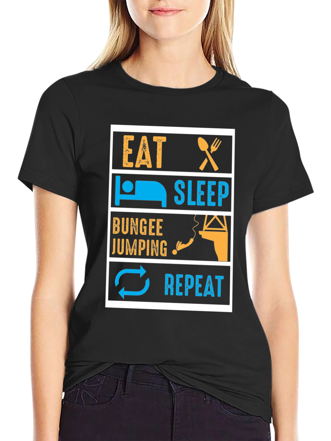 Eat Sleep Bungee Jump Repeat Graphic Tee