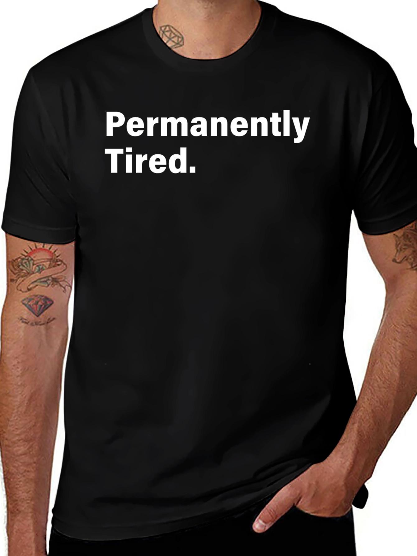 Permanently Tired Graphic Tee - Black Cotton T-Shirt