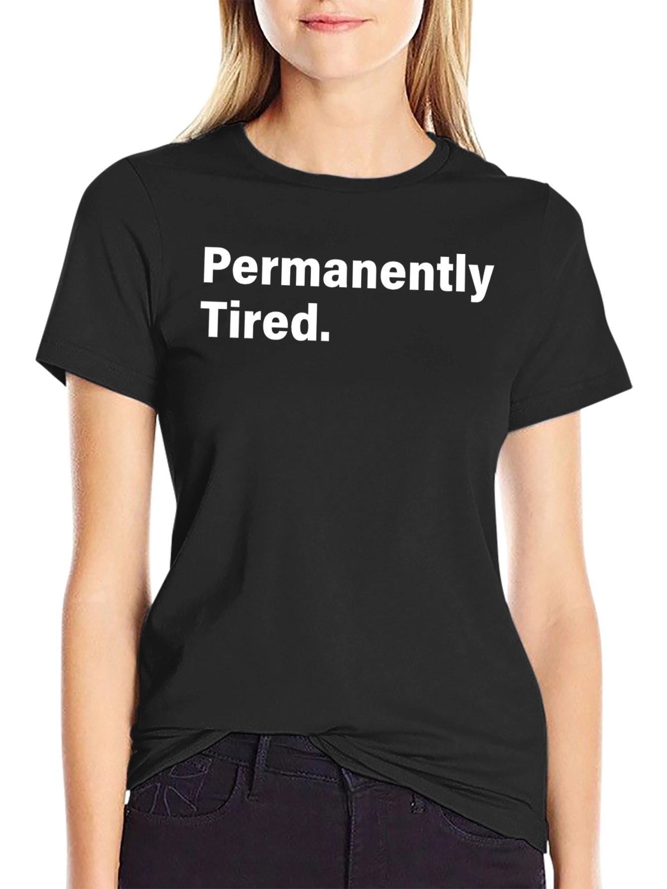 Permanently Tired Graphic Tee - Black Cotton T-Shirt