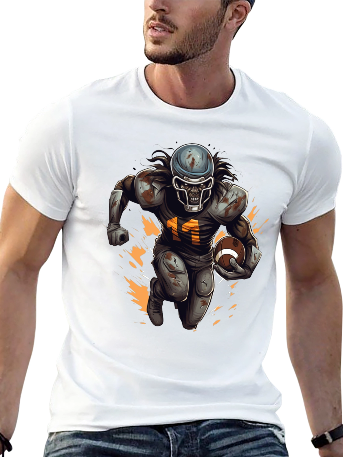 Zombie Football Player Graphic T-Shirt