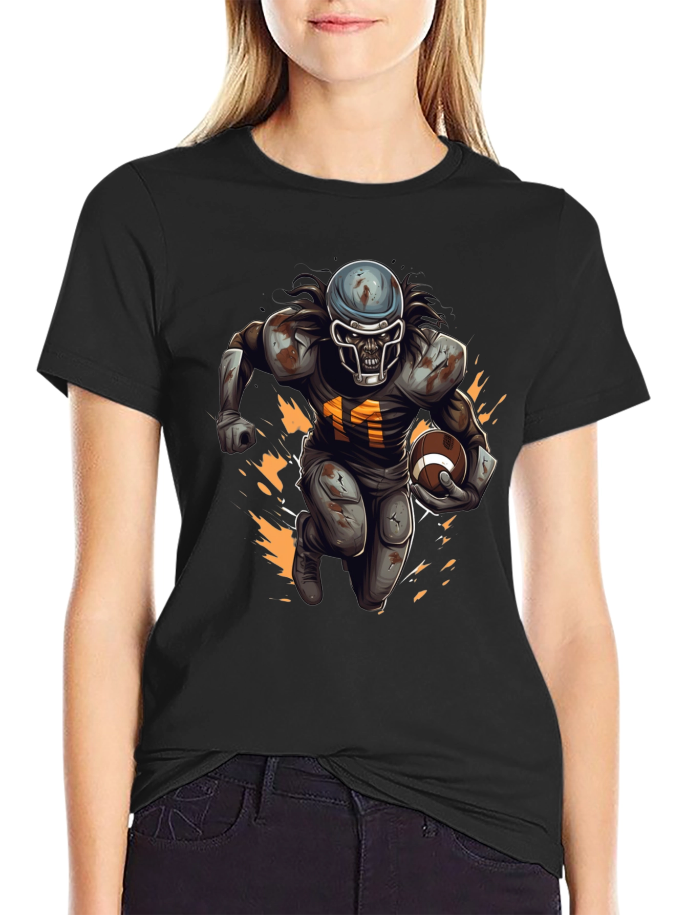 Zombie Football Player Graphic T-Shirt