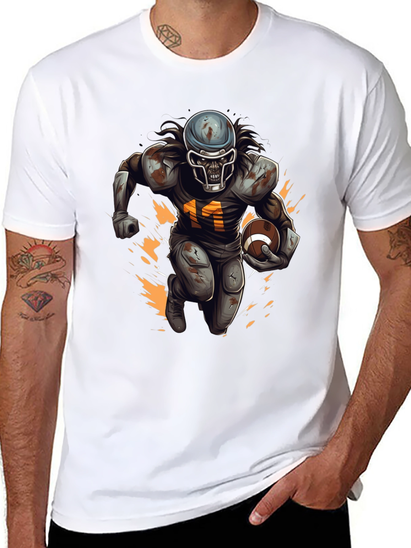 Zombie Football Player Graphic T-Shirt