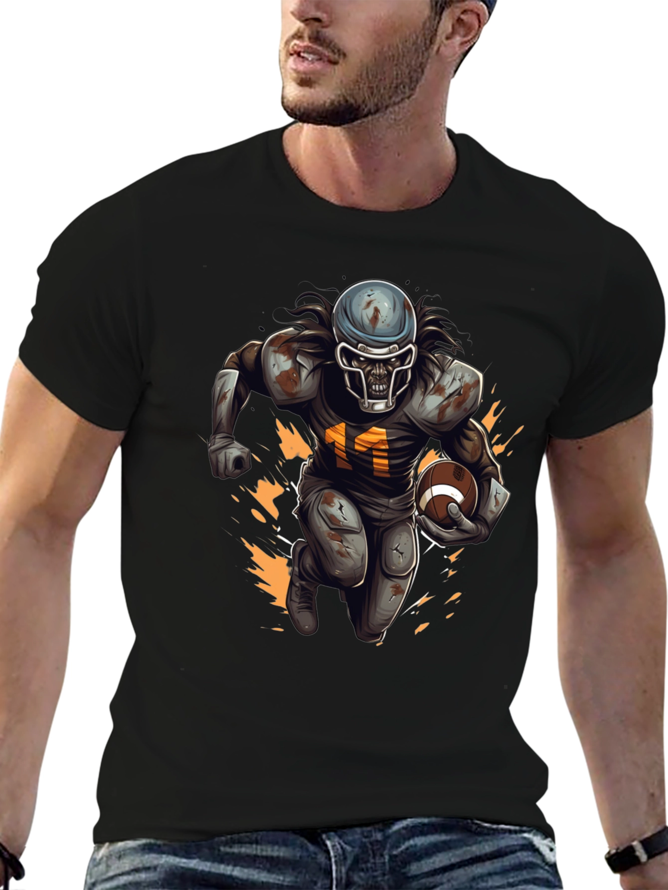 Zombie Football Player Graphic T-Shirt