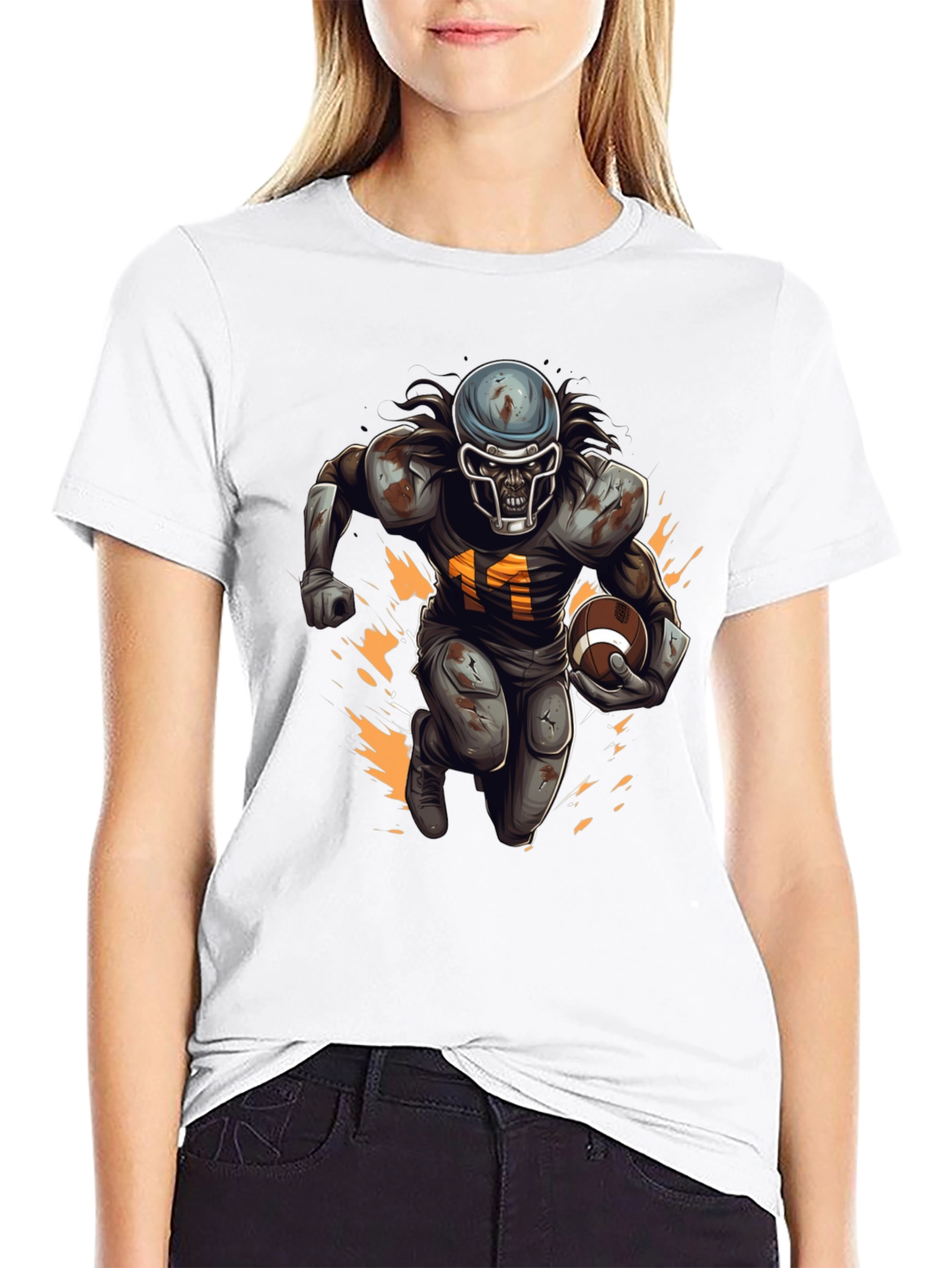 Zombie Football Player Graphic T-Shirt