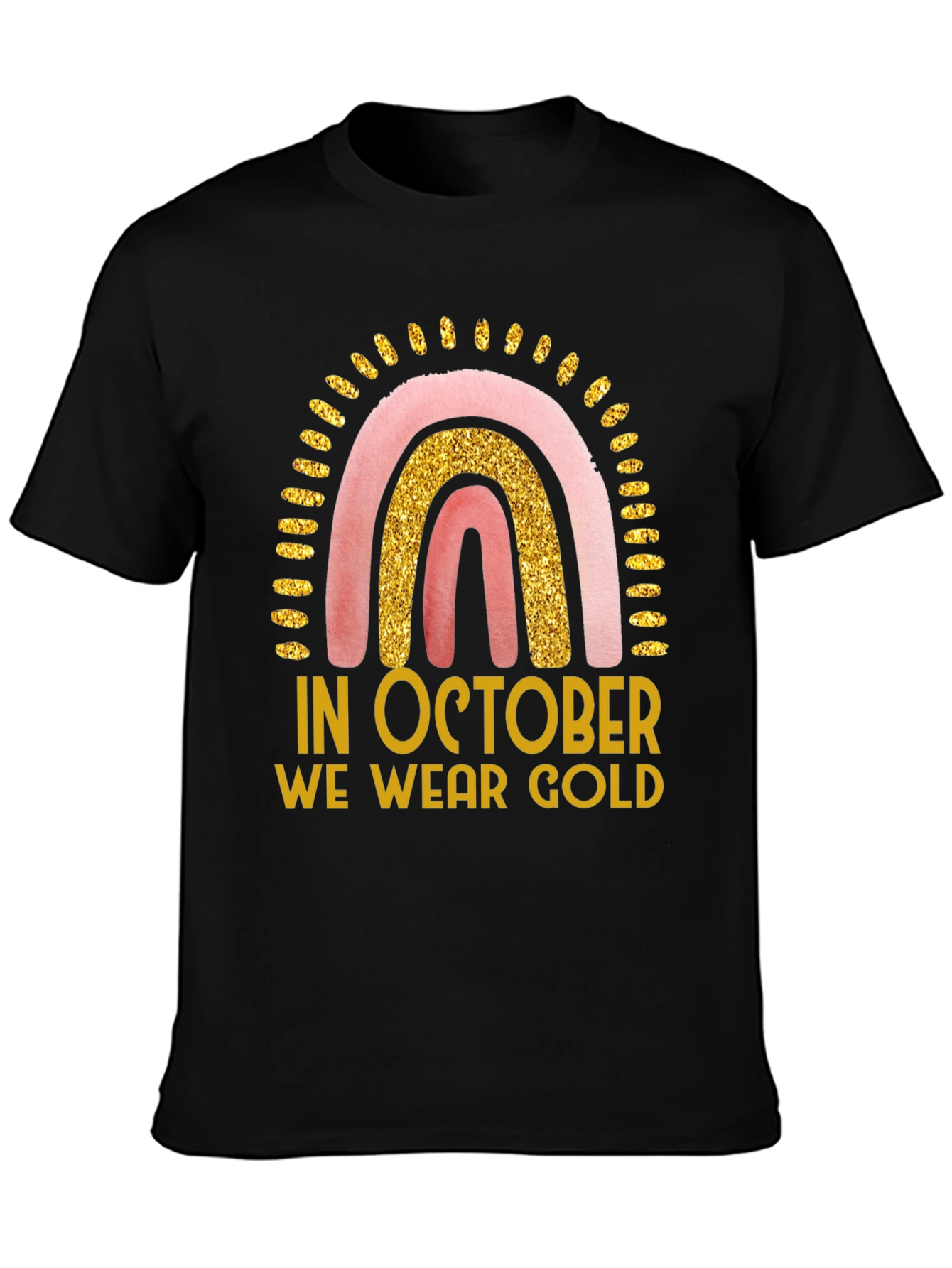 October Gold Ribbon Rainbow Tee