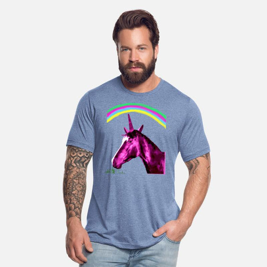 Purple Unicorn with Rainbow Overhead