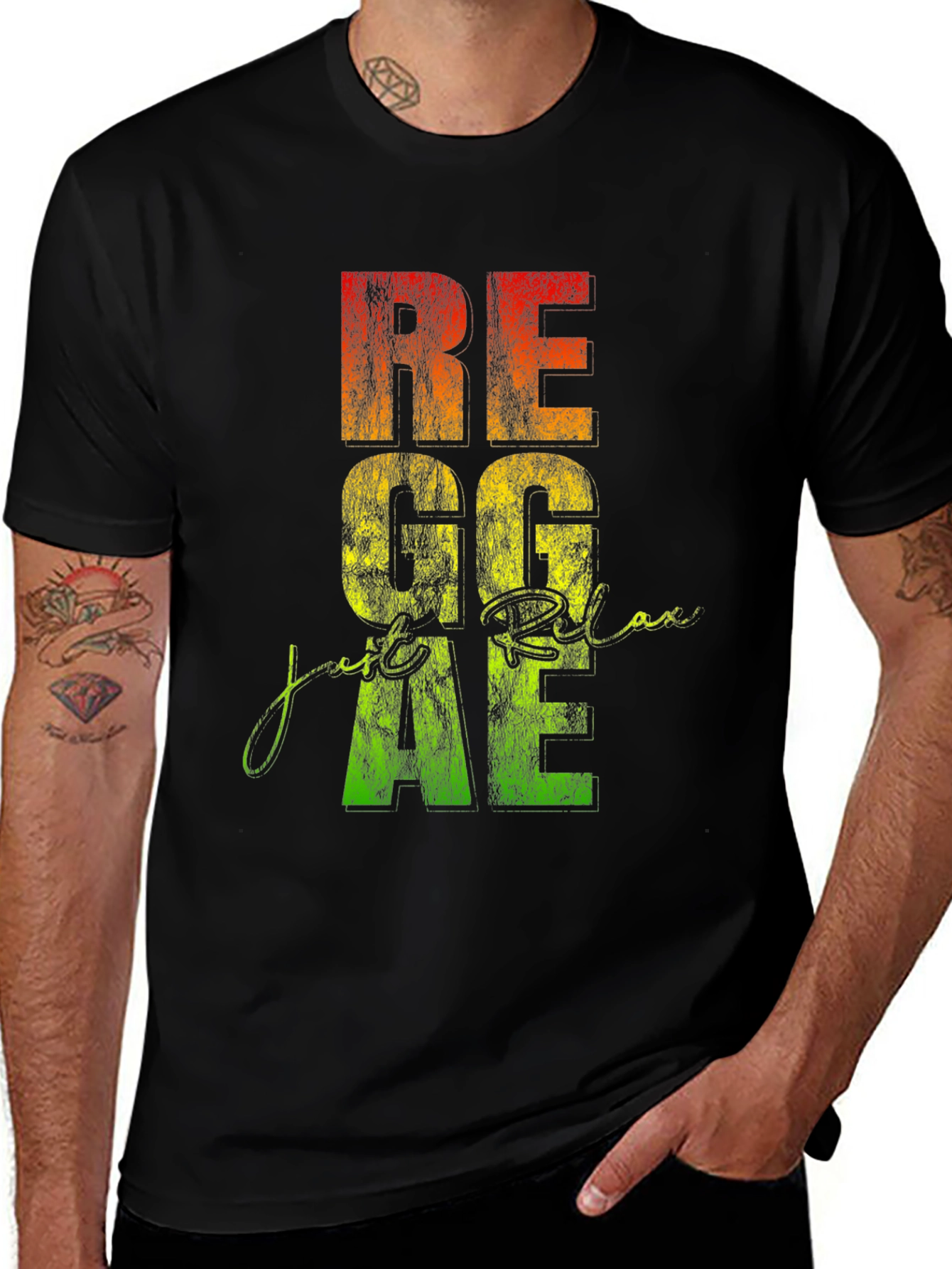 Reggae Relax Graphic Print Black T-Shirt