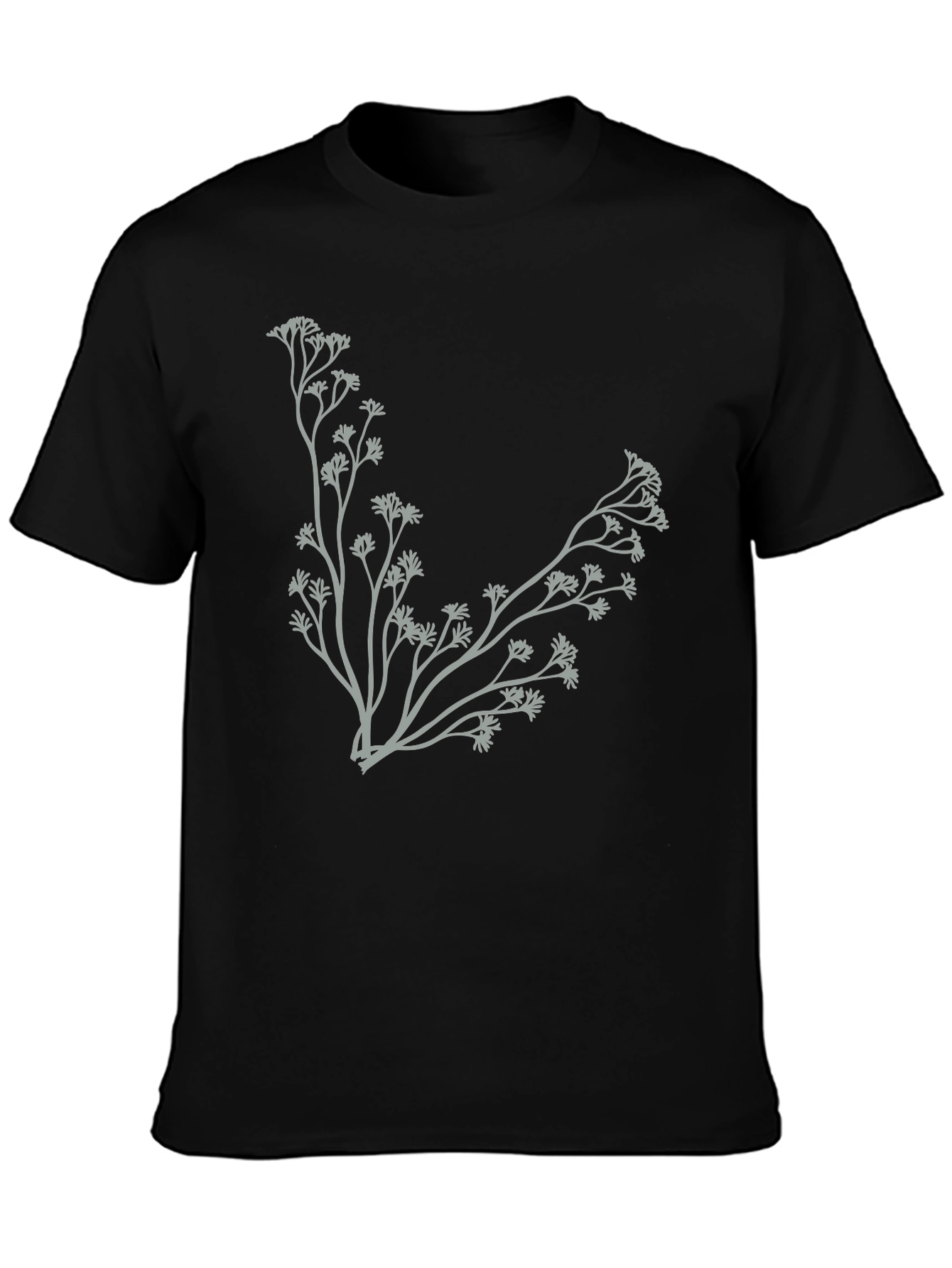 Botanical Branch Graphic Black T-Shirt
