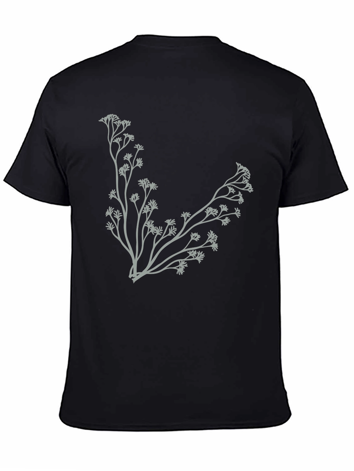 Botanical Branch Graphic Black T-Shirt