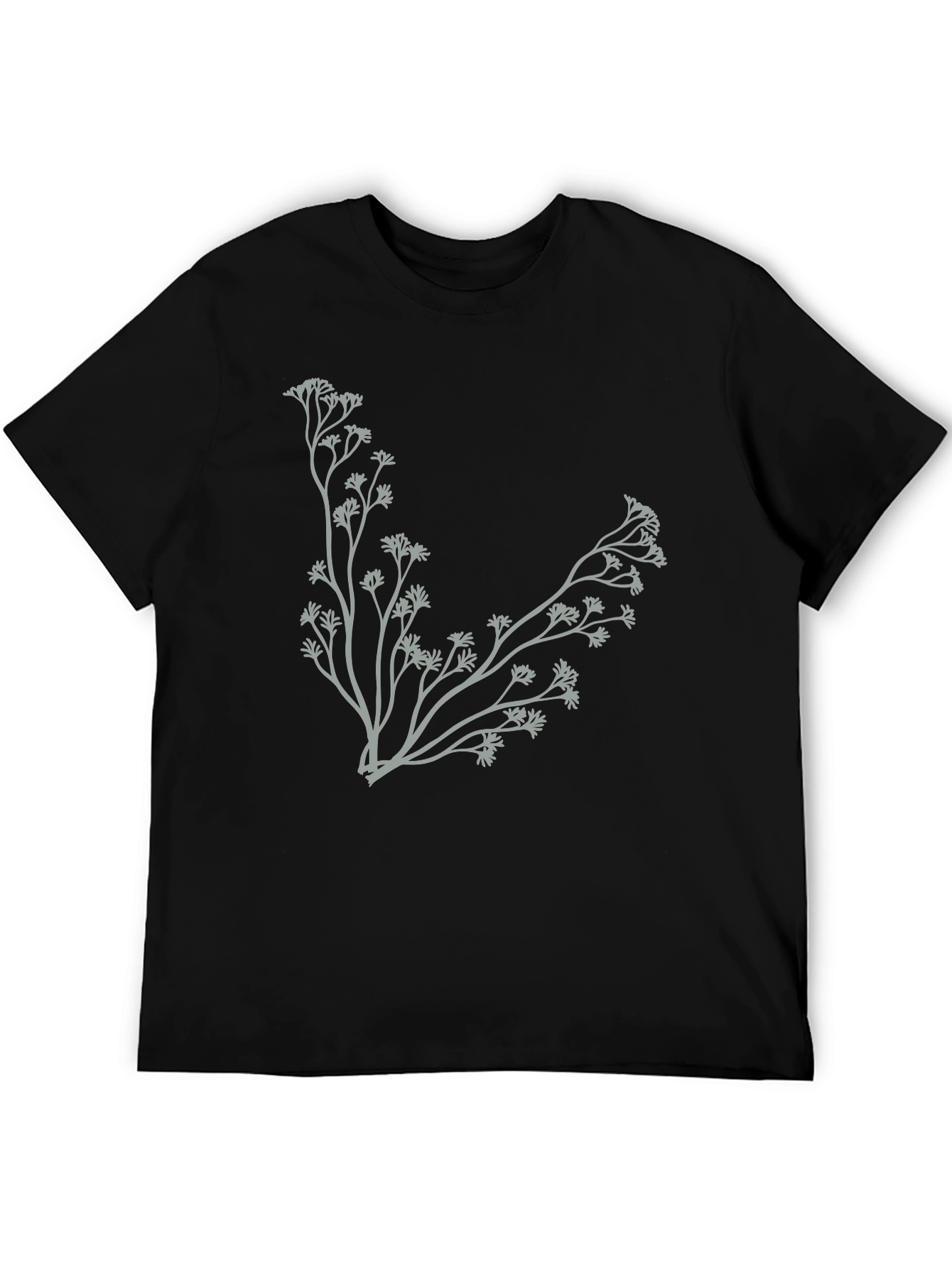 Botanical Branch Graphic Black T-Shirt