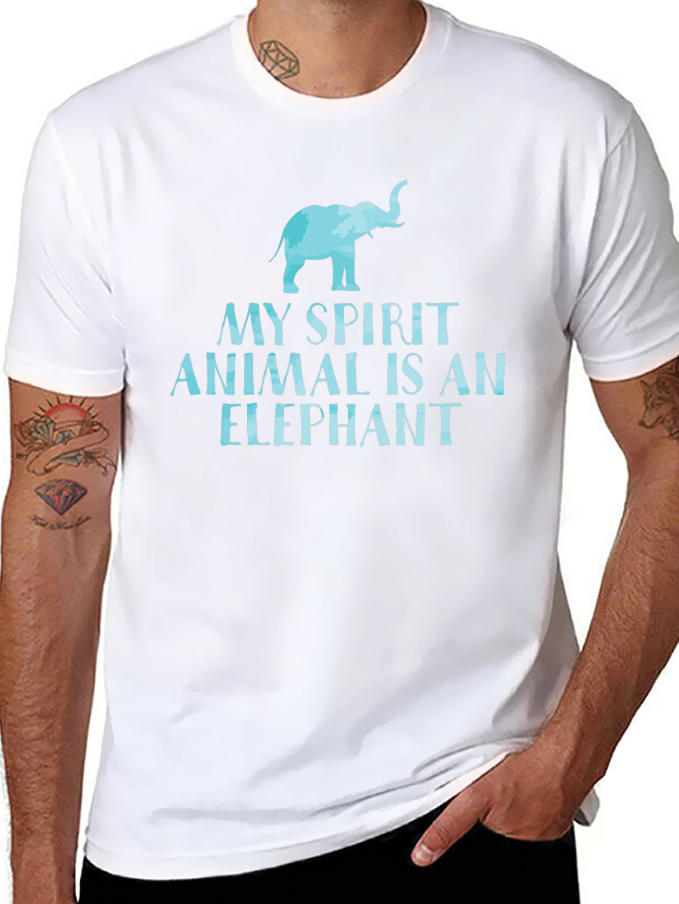Elephant Spirit Animal Graphic T-Shirt - Black Cotton Tee