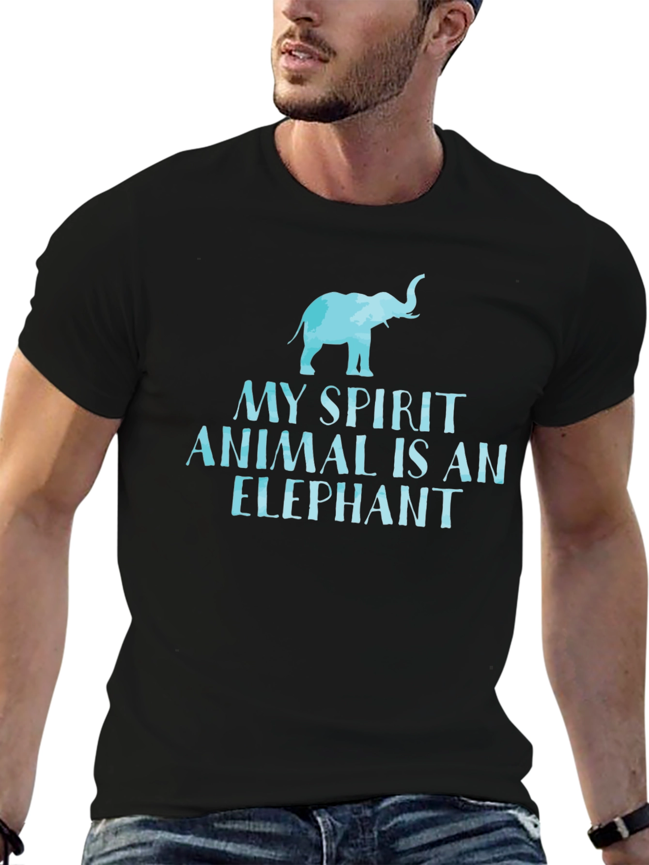 Elephant Spirit Animal Graphic T-Shirt - Black Cotton Tee