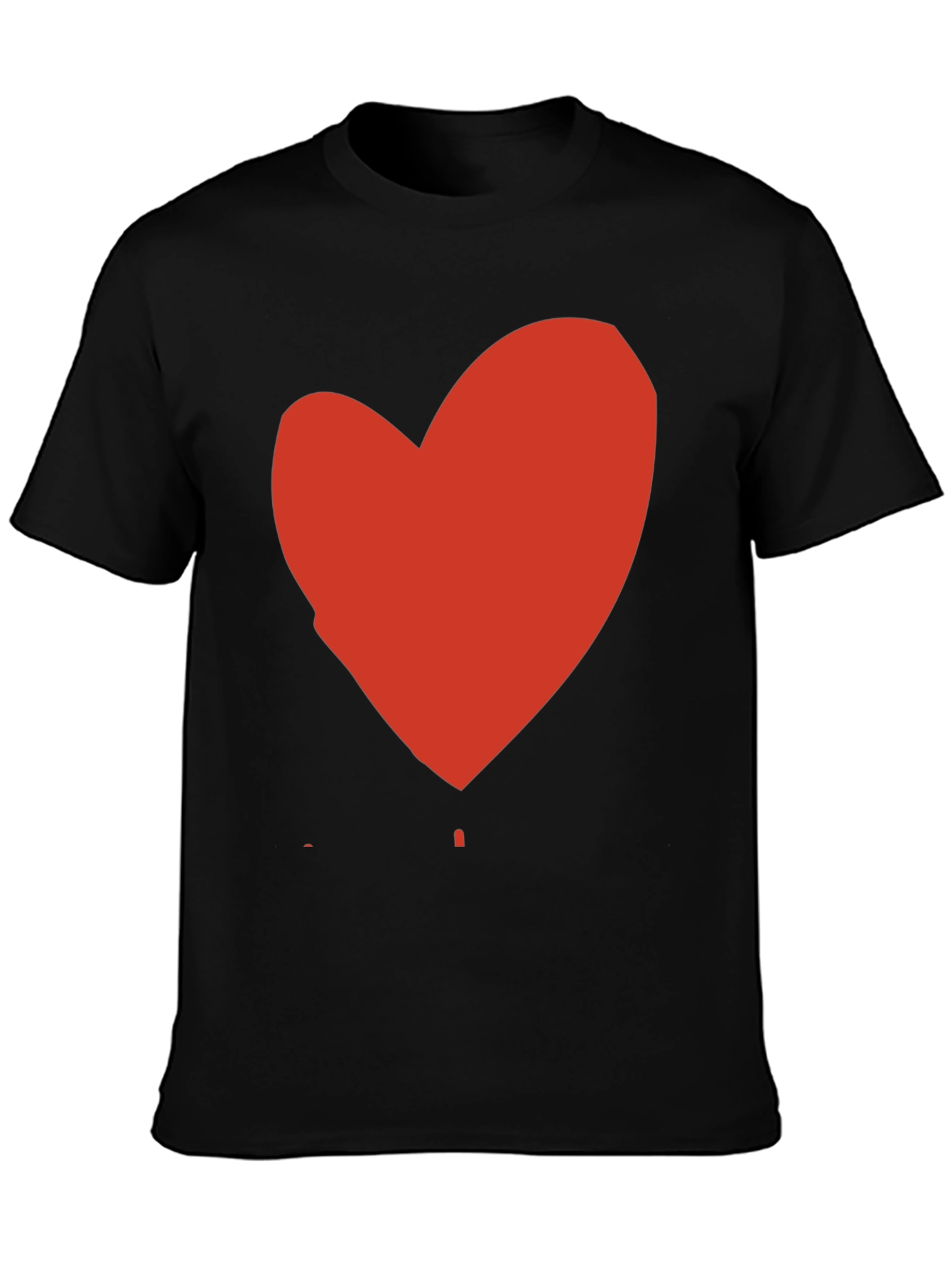 Black T-Shirt with Red Heart Graphic Print