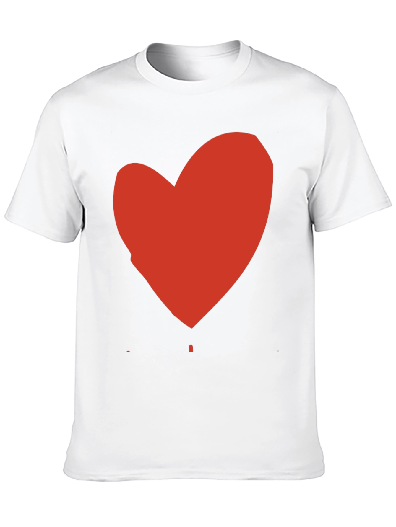 Black T-Shirt with Red Heart Graphic Print