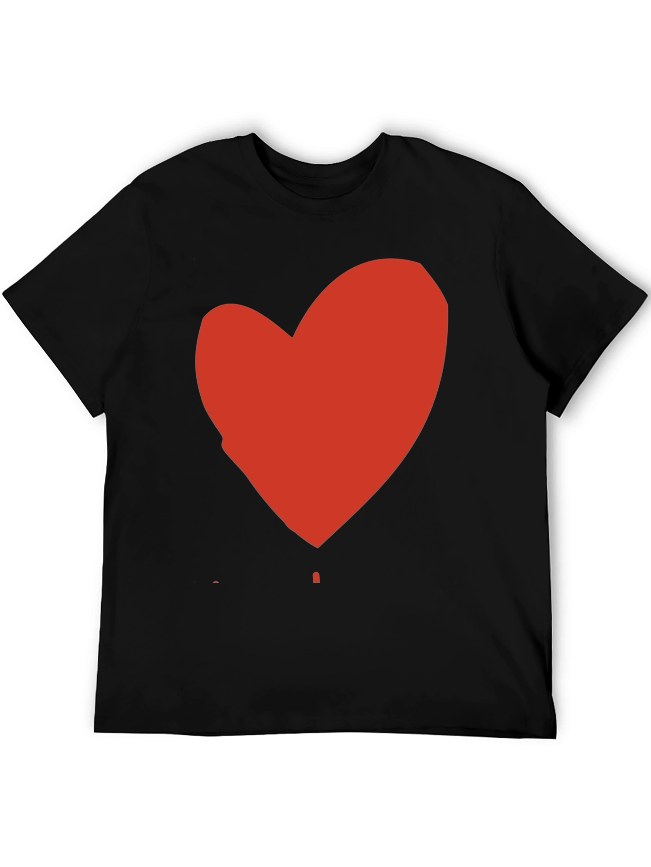 Black T-Shirt with Red Heart Graphic Print