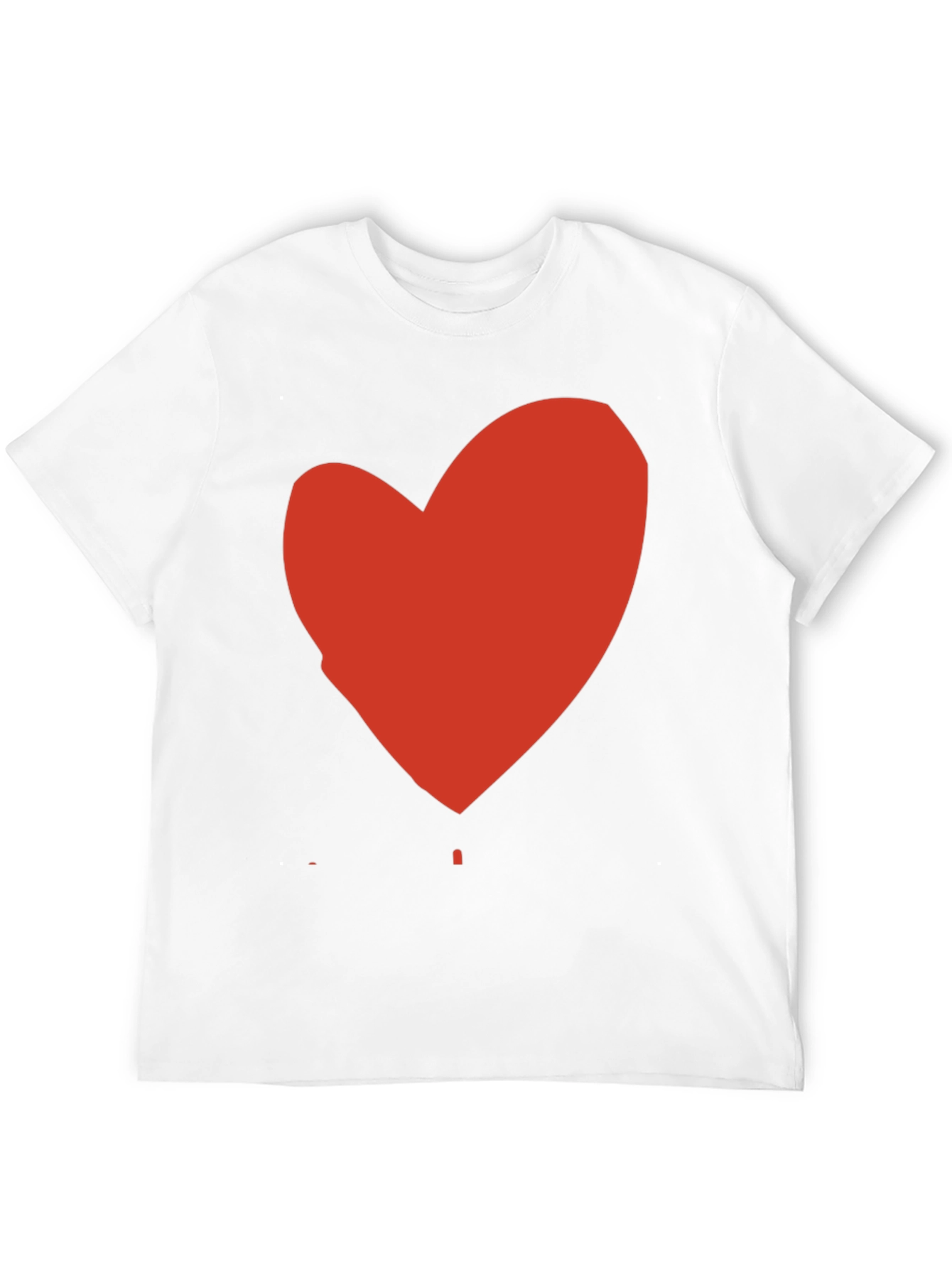 Black T-Shirt with Red Heart Graphic Print