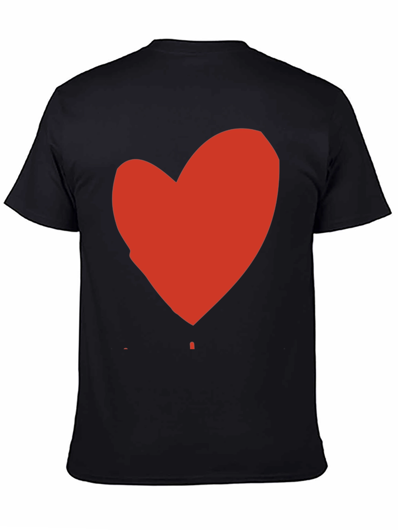 Black T-Shirt with Red Heart Graphic Print