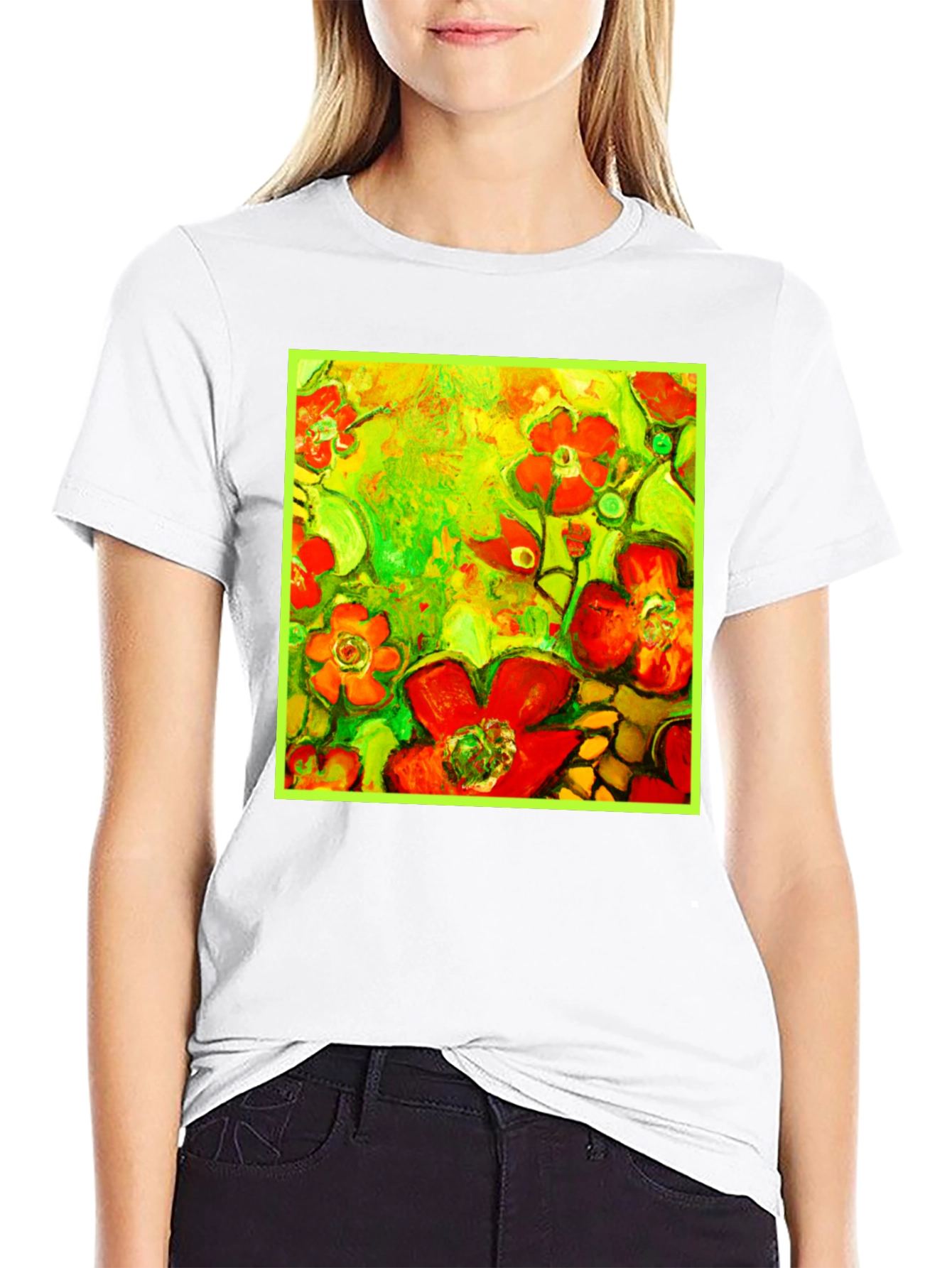 Floral Art Print T-Shirt - Bold & Vibrant