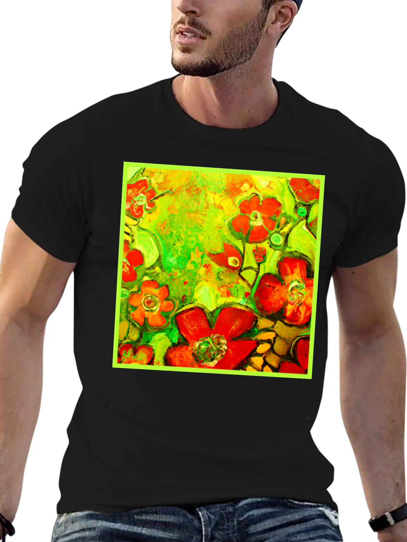 Floral Art Print T-Shirt - Bold & Vibrant