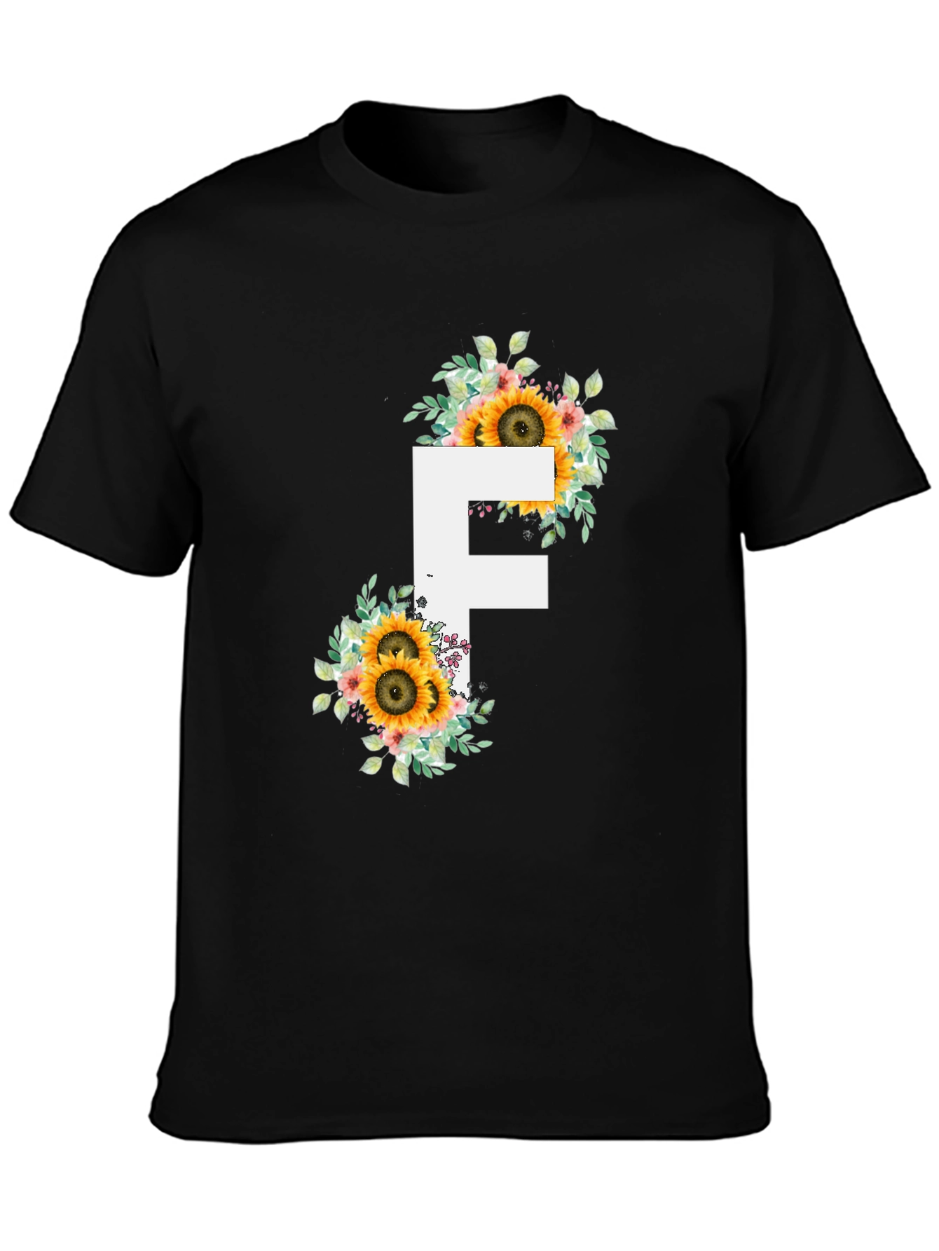 Sunflower Letter F Black T-Shirt
