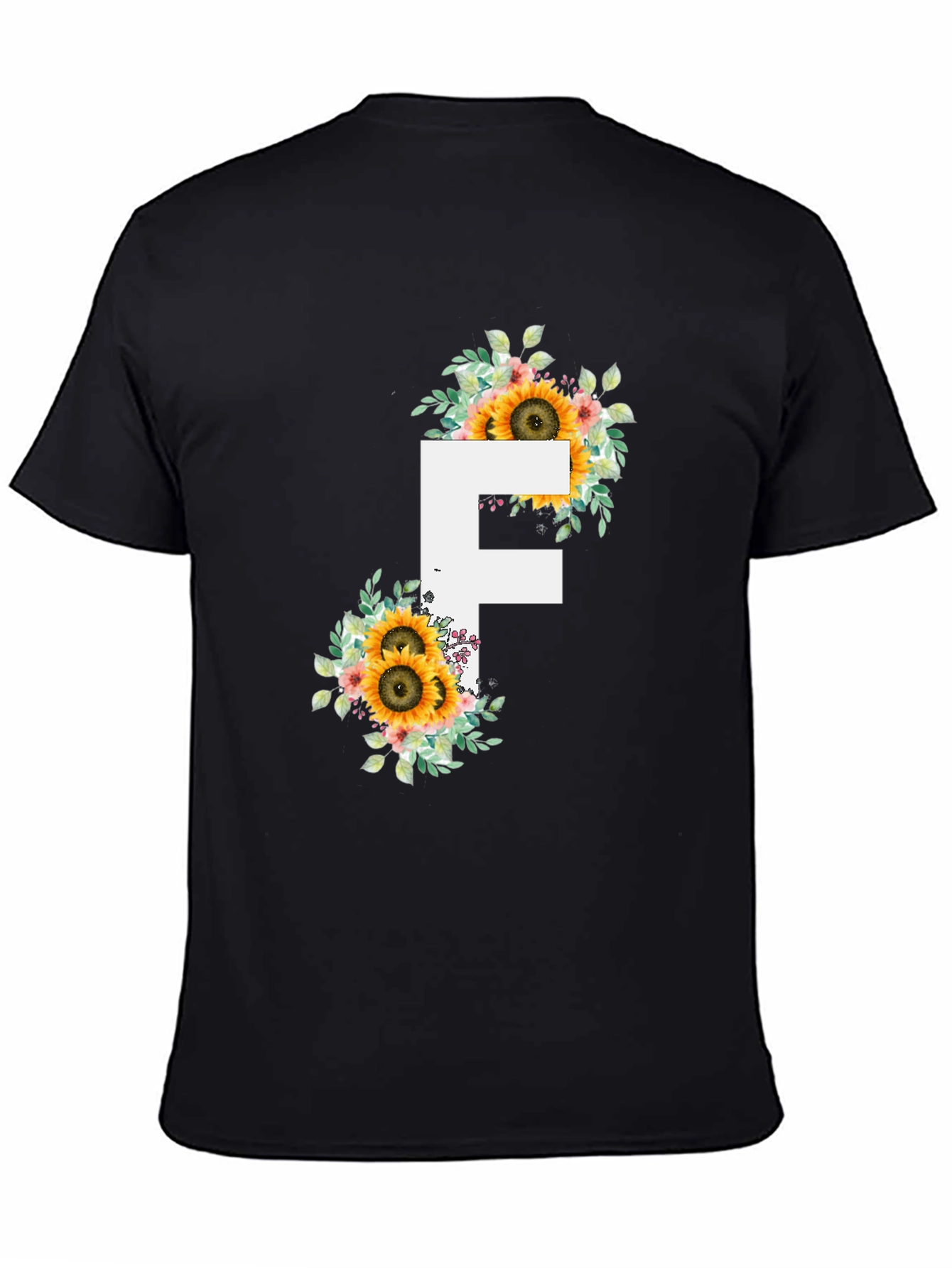Sunflower Letter F Black T-Shirt