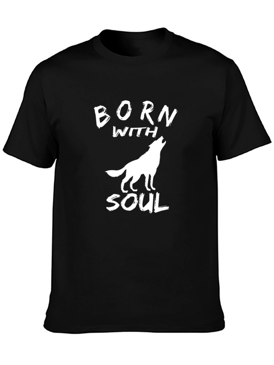 Born With Soul Wolf Graphic T-Shirt