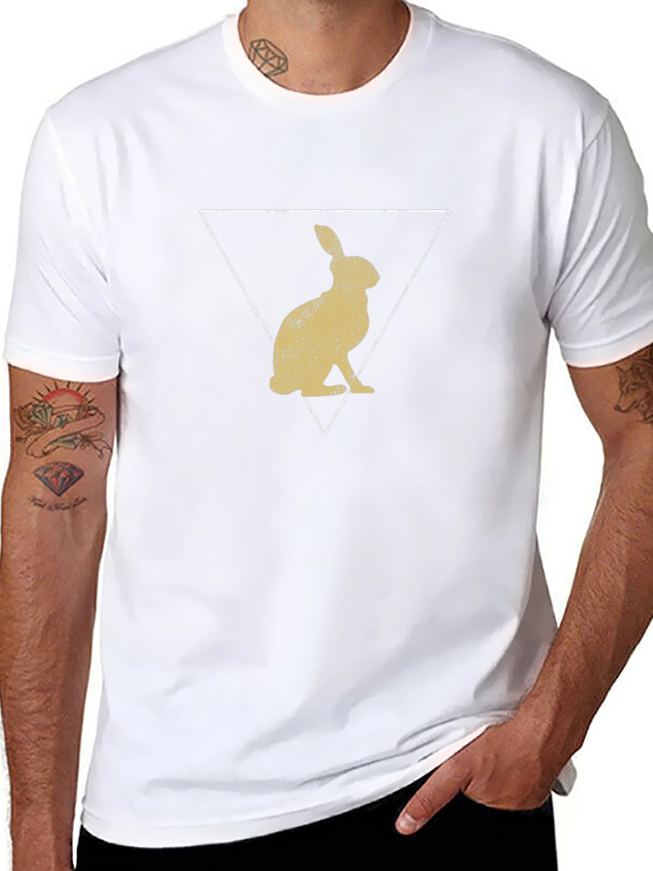 Rabbit Triangle Graphic Tee - Modern Design