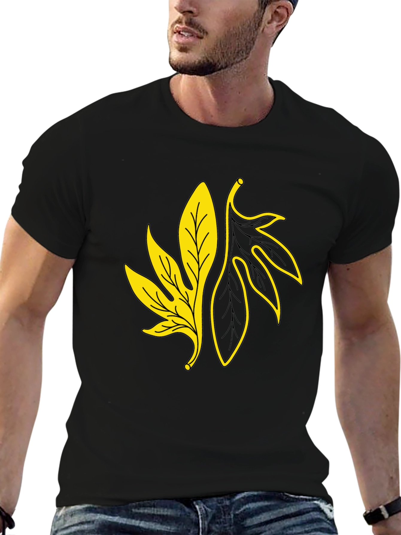 Leaf Graphic Black T-Shirt