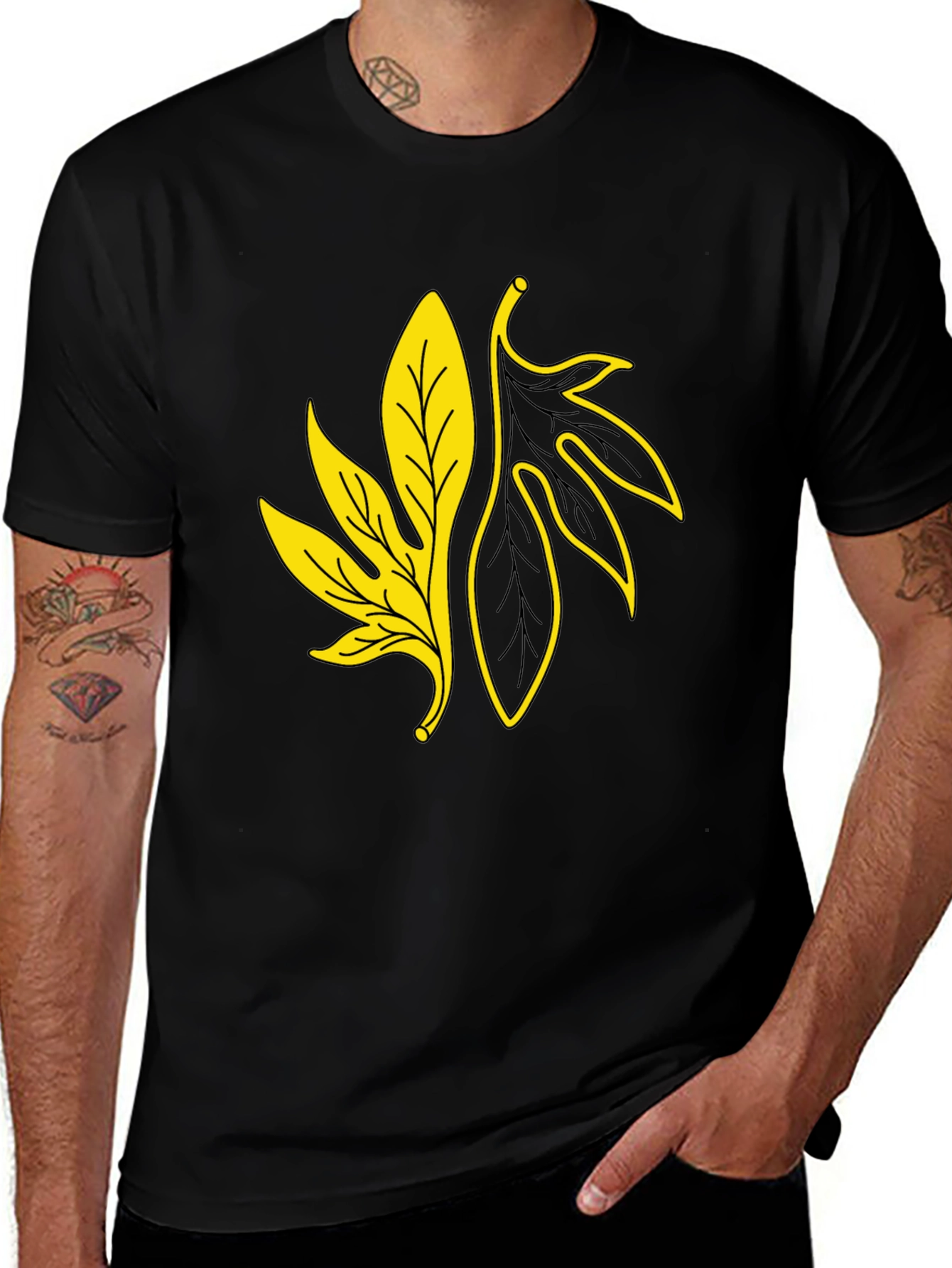 Leaf Graphic Black T-Shirt