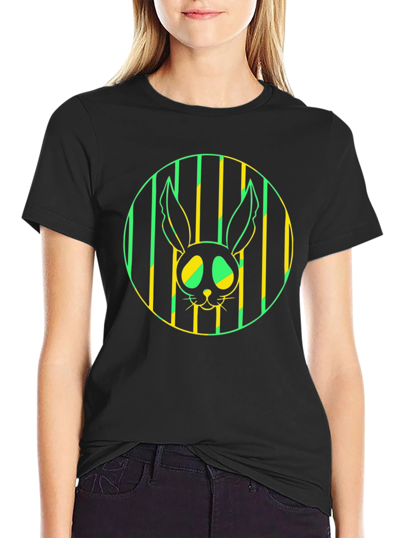 Rabbit Graphic Tee - Stylish Mens Black T-Shirt