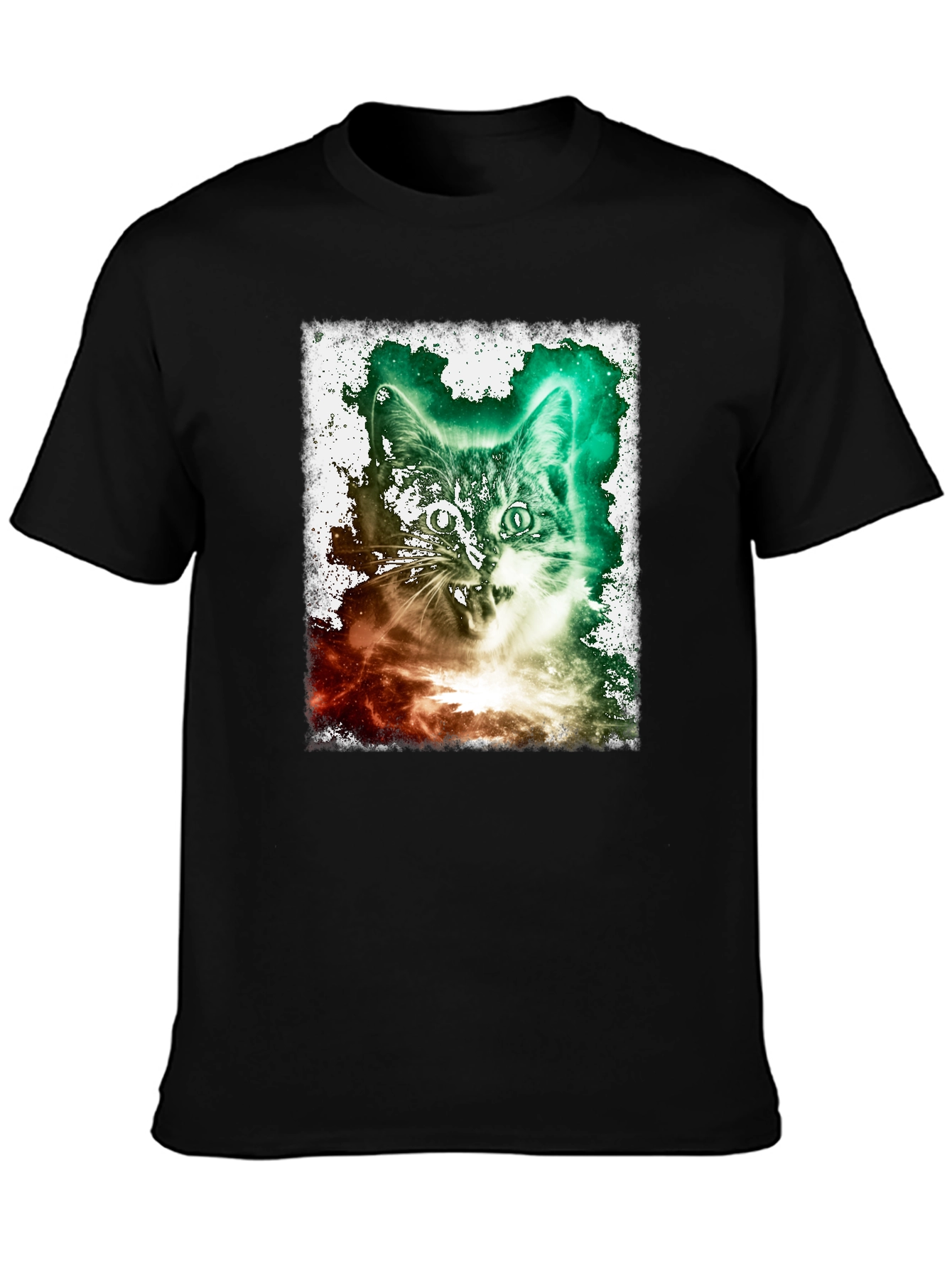 Galaxy Cat Graphic Black T-Shirt