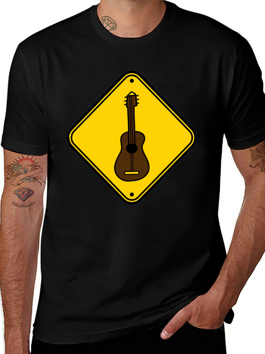 Guitar Crossing Black T-Shirt - Musician Style