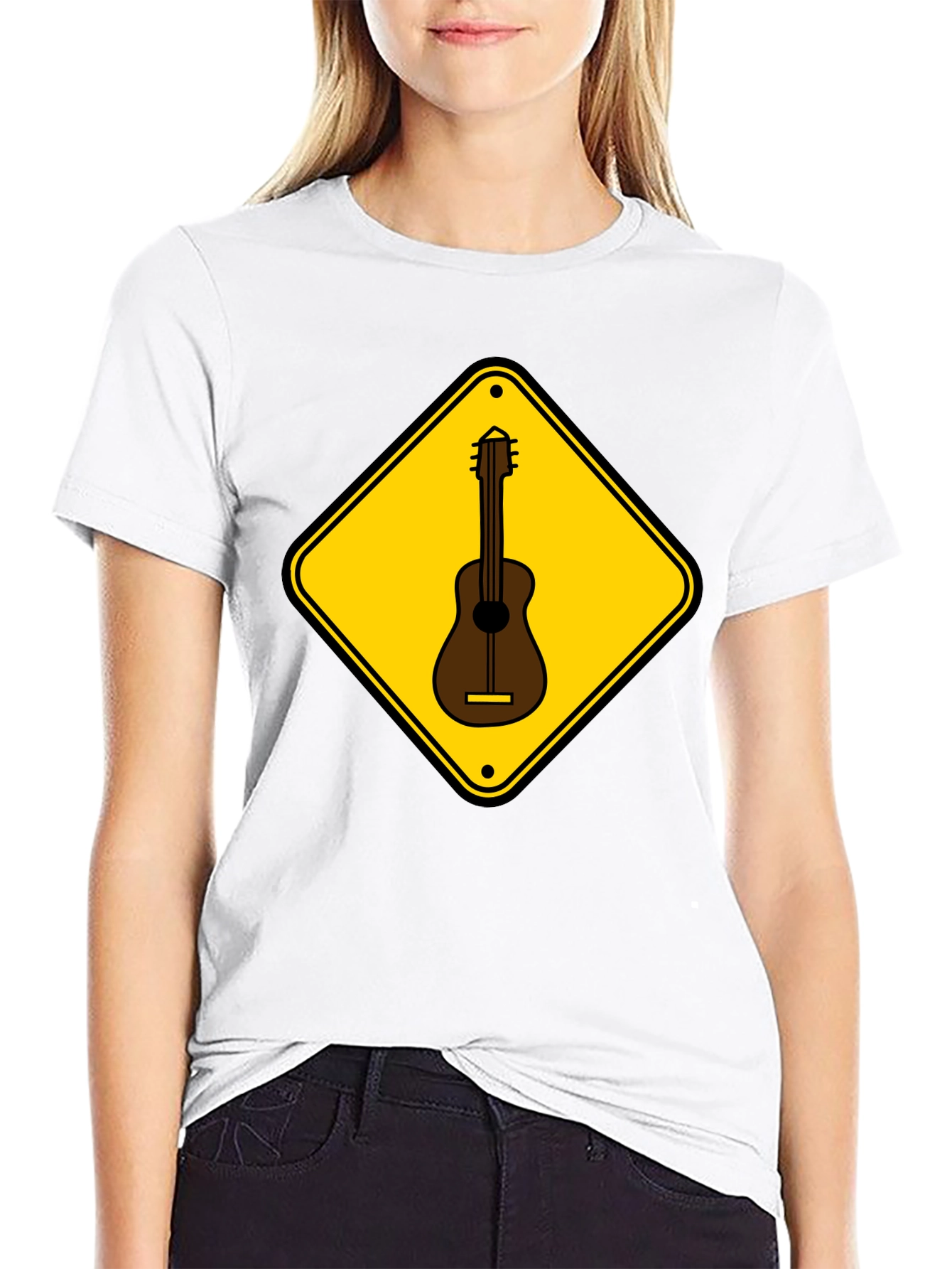 Guitar Crossing Black T-Shirt - Musician Style
